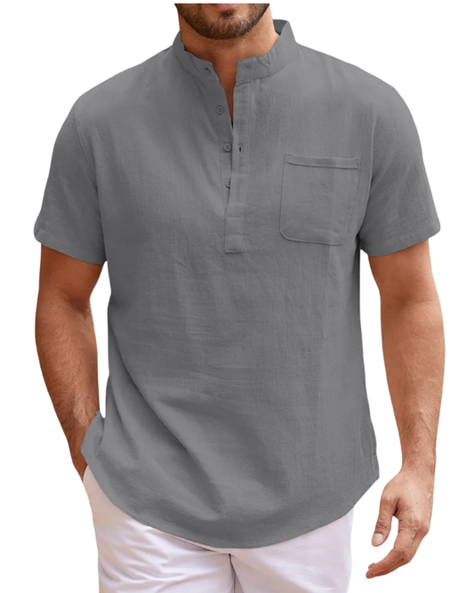 Elegant Linen Henley Shirt