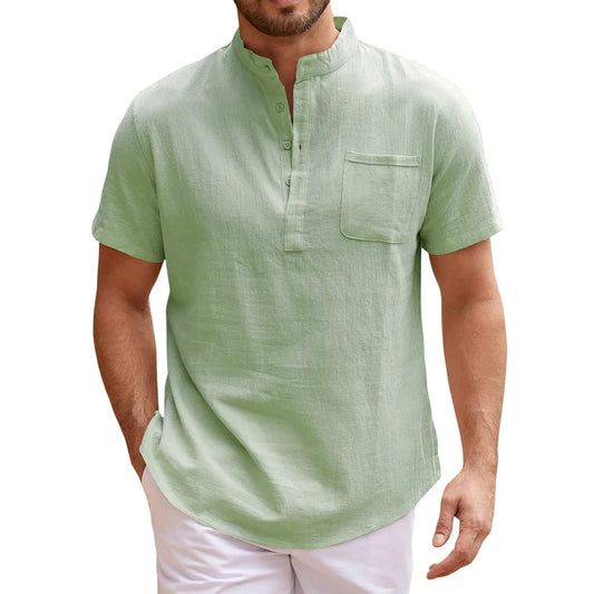 Elegant Linen Henley Shirt