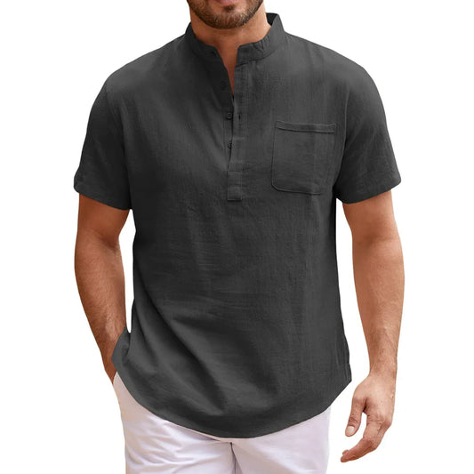 Elegant Linen Henley Shirt