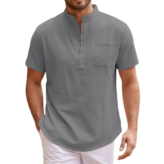 Elegant Linen Henley Shirt