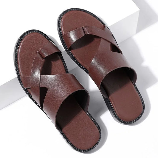 Elegant Leather Cross Strap Sandals