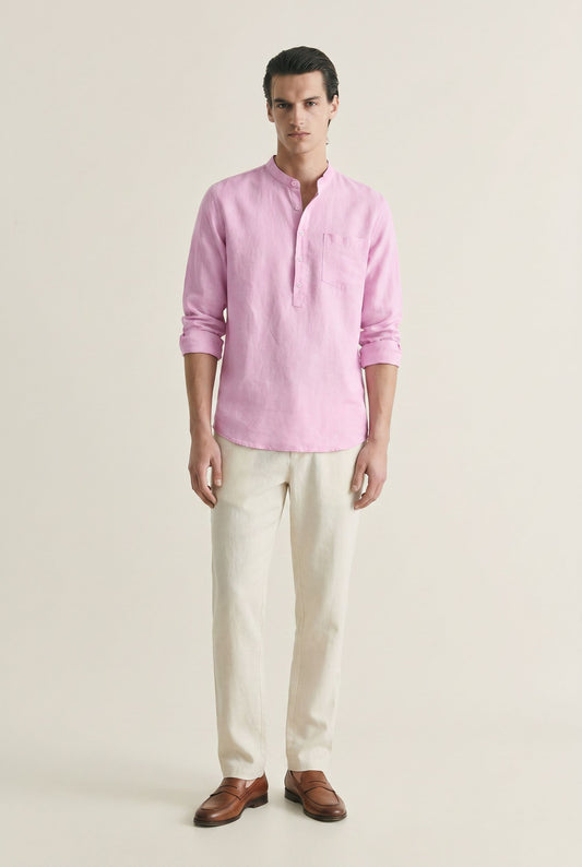 Casual Linen Men's Shirt - Pink