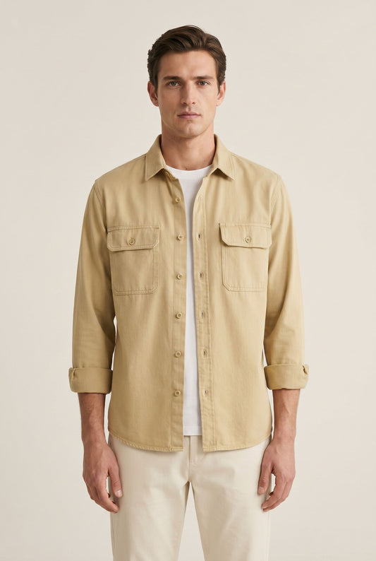 Elegant Cotton Shirt - Khaki