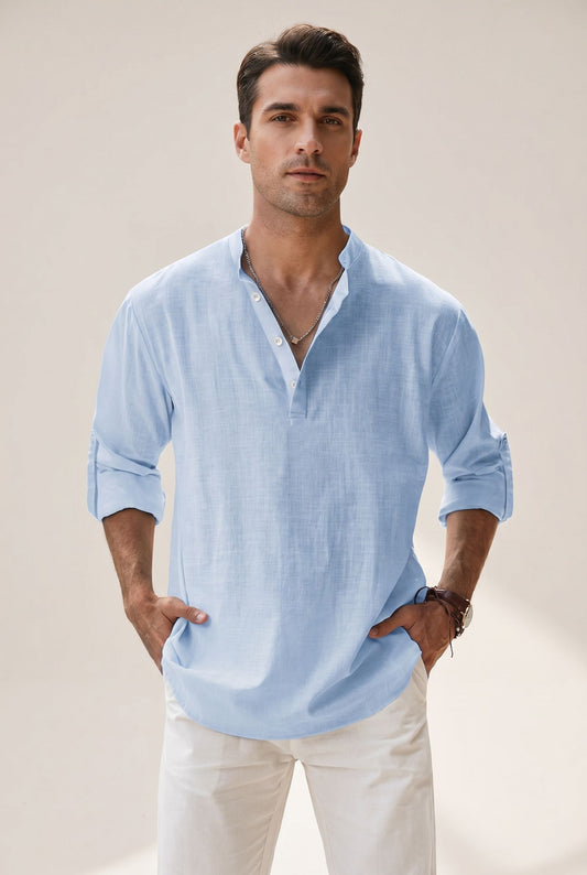 Fiorenzo Cotton Shirt - Light Blue