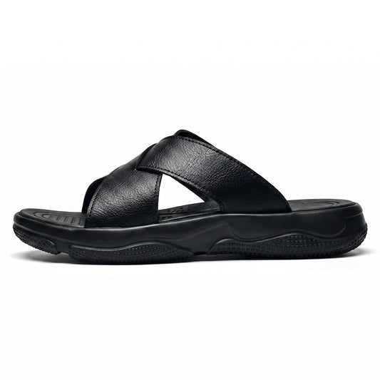 Elegant Leather Beach Sandals - Black (clean)