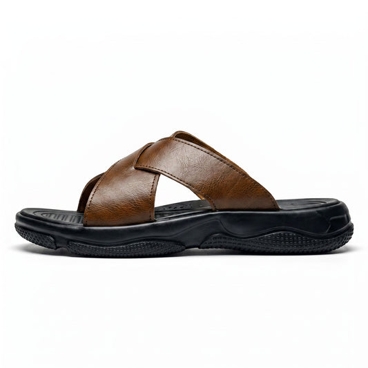 Elegant Leather Beach Sandals - Brown (clean)