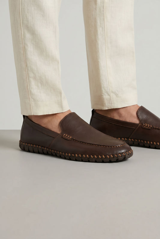Santorini Leather Loafers - Dark Brown (life)