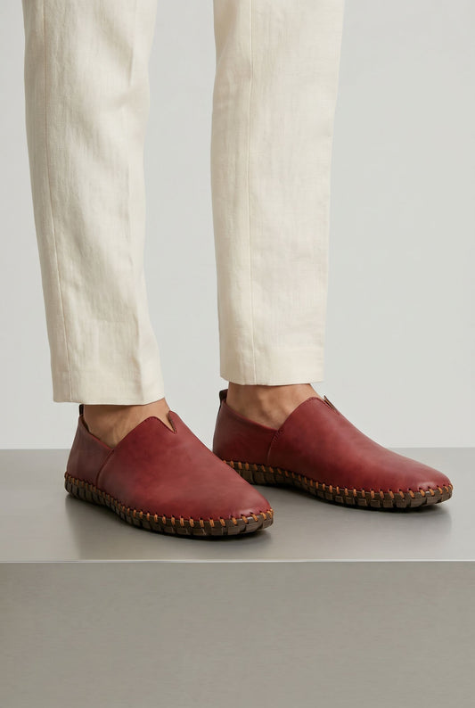 Santorini Leather Loafers - Red (life)