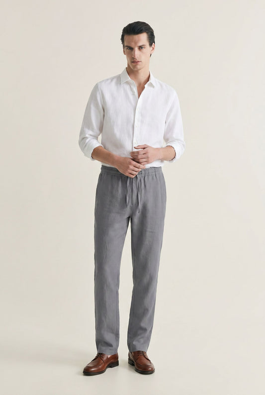 Cotton Linen Summer Pants - Grey