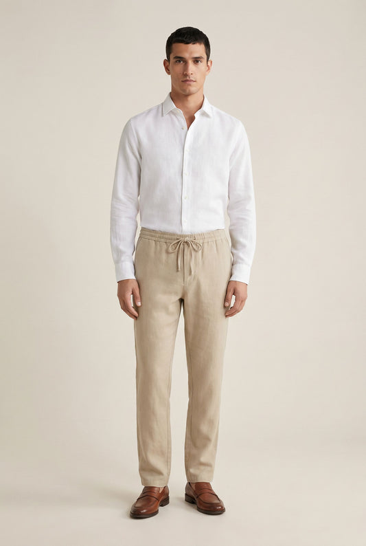 Cotton Linen Summer Pants - Khaki