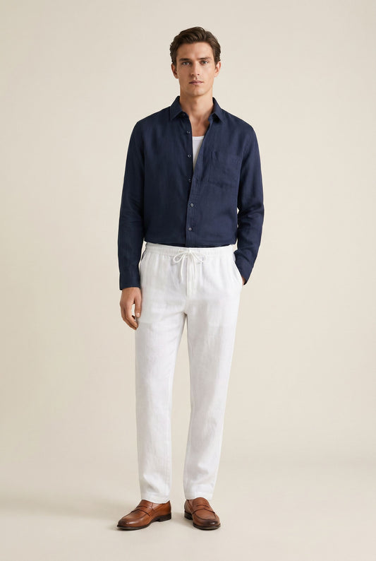 Linen Beach Pants - White