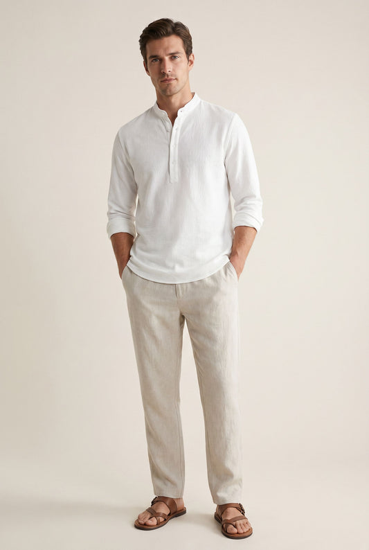 Long Sleeved Polo - White