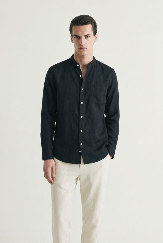 Elegant Linen Summer Shirt - Black