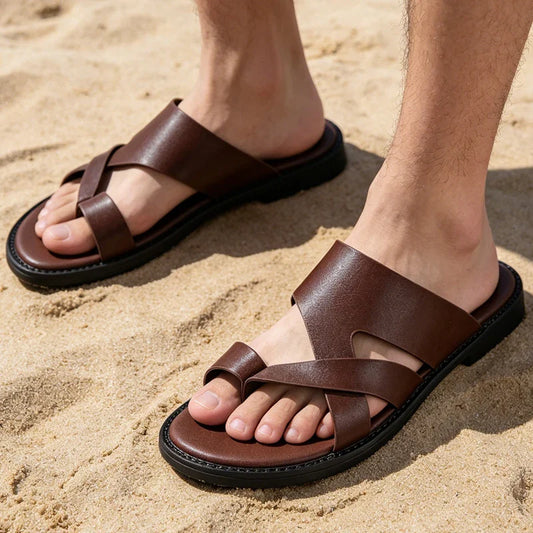 Elegant Leather Cross Strap Sandals