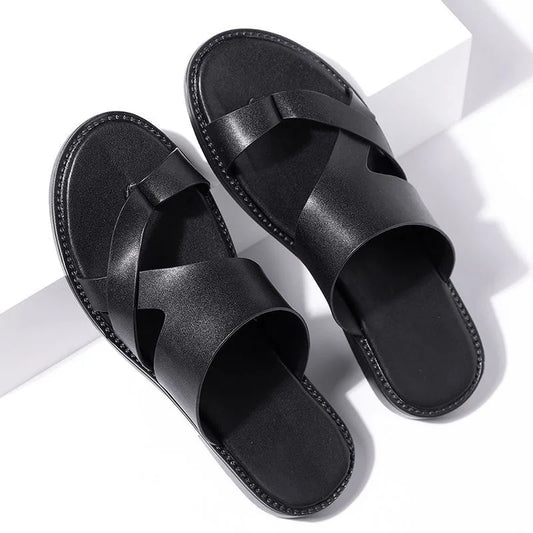 Elegant Leather Cross Strap Sandals