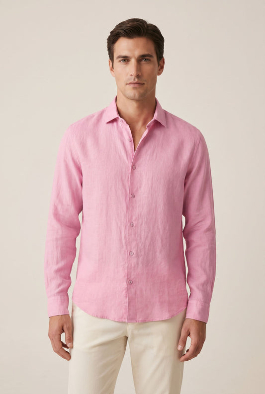 Casual Linen Shirt - Pink