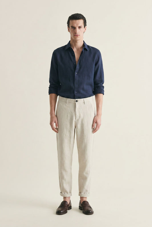 Casual Linen Beach Pants - Beige
