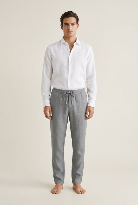 Linen Beach Pants - Grey