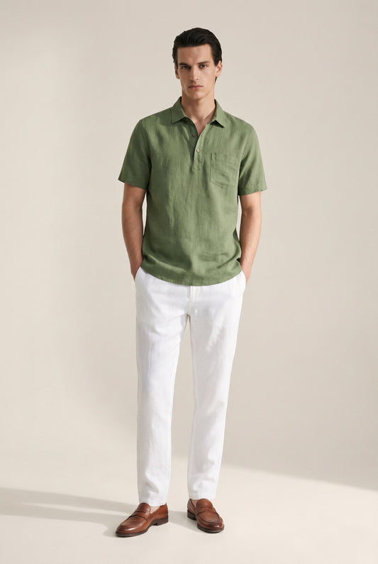 Linen Polo - Green