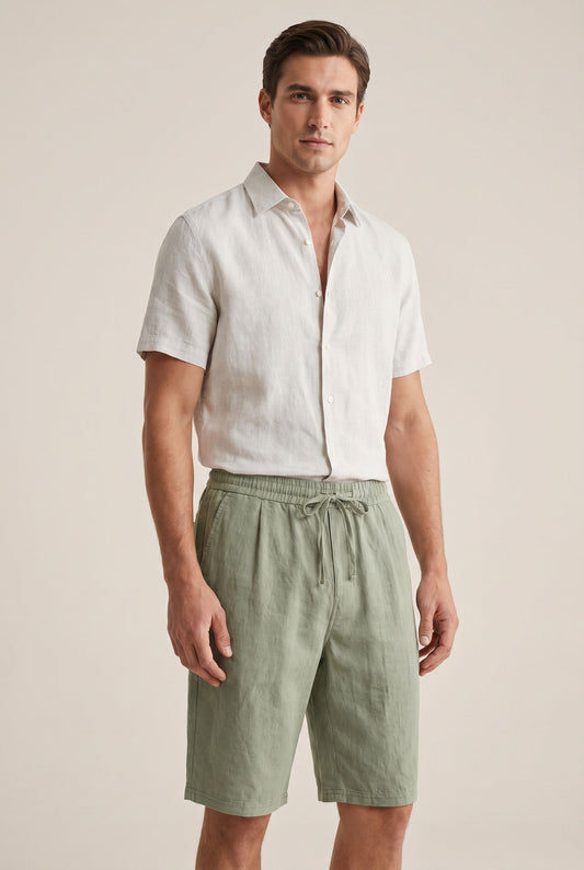 Linen Summer Shorts - Green