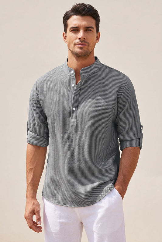 Long Sleeved Polo - Gray