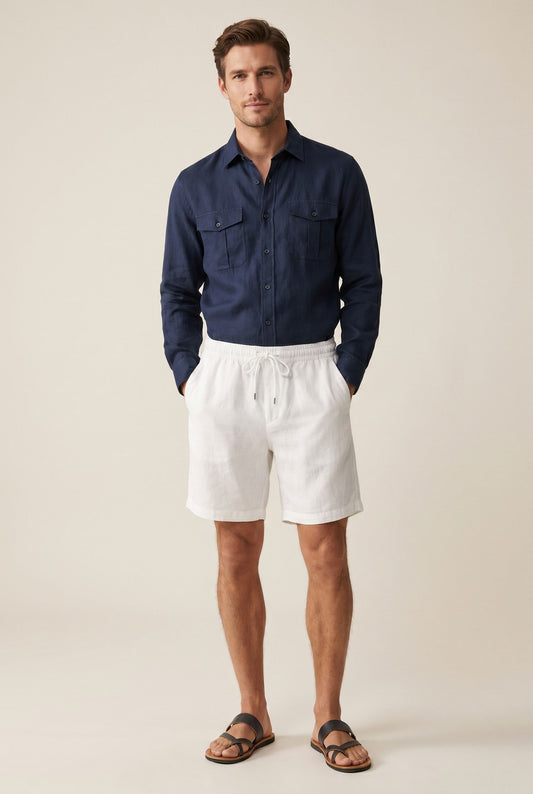 Mens Beach Shorts - White