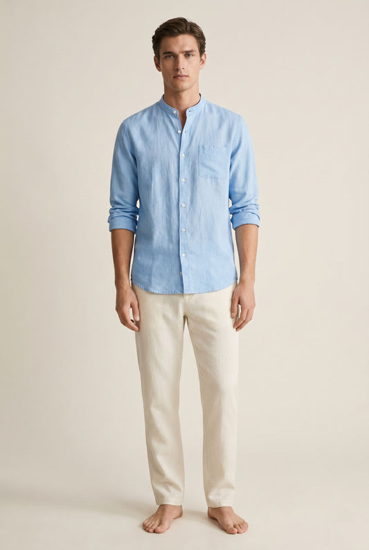 Elegant Linen Summer Shirt - Blue